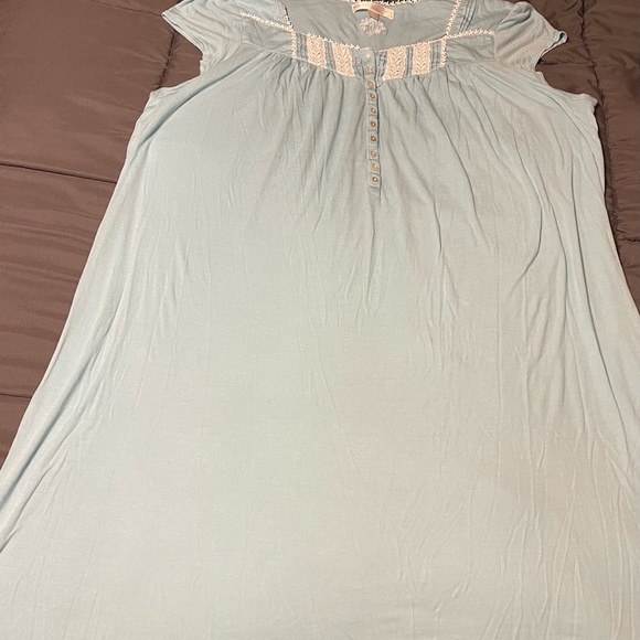Eileen West 100% Modal Cap Sleeve 42”Nightgown Size 2X- Light Blue - Picture 4 of 9